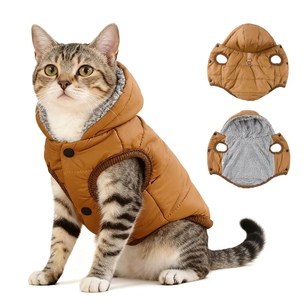 Chaqueta con capucha acogedora para mascotas
