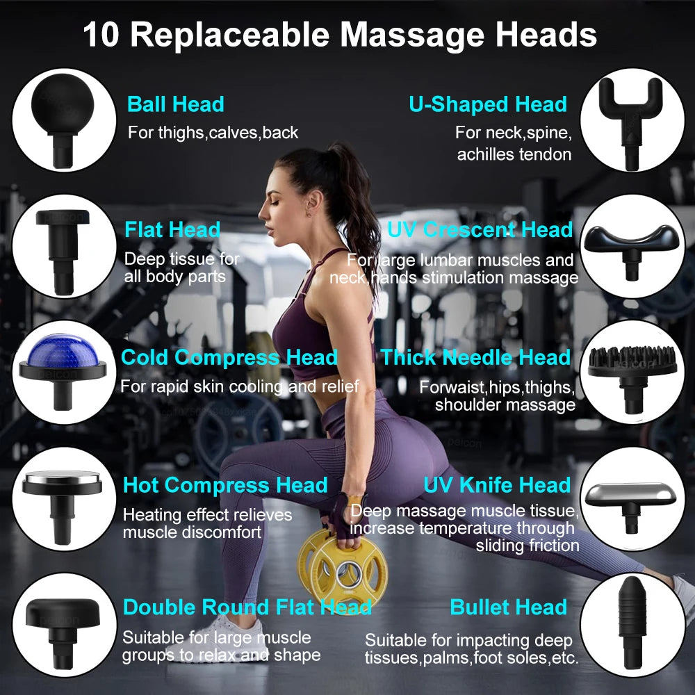 Pistola de masaje de fascia con mango extensor