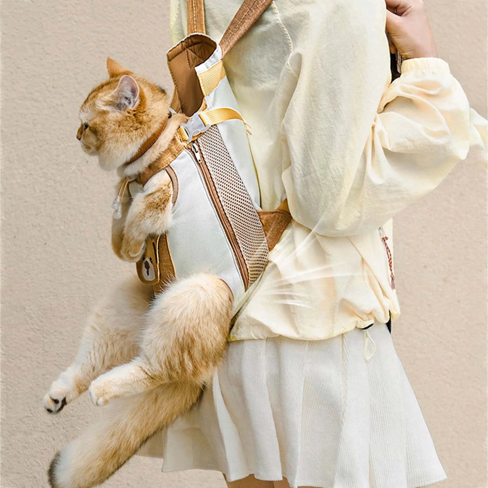 Transportín delantero para gatos