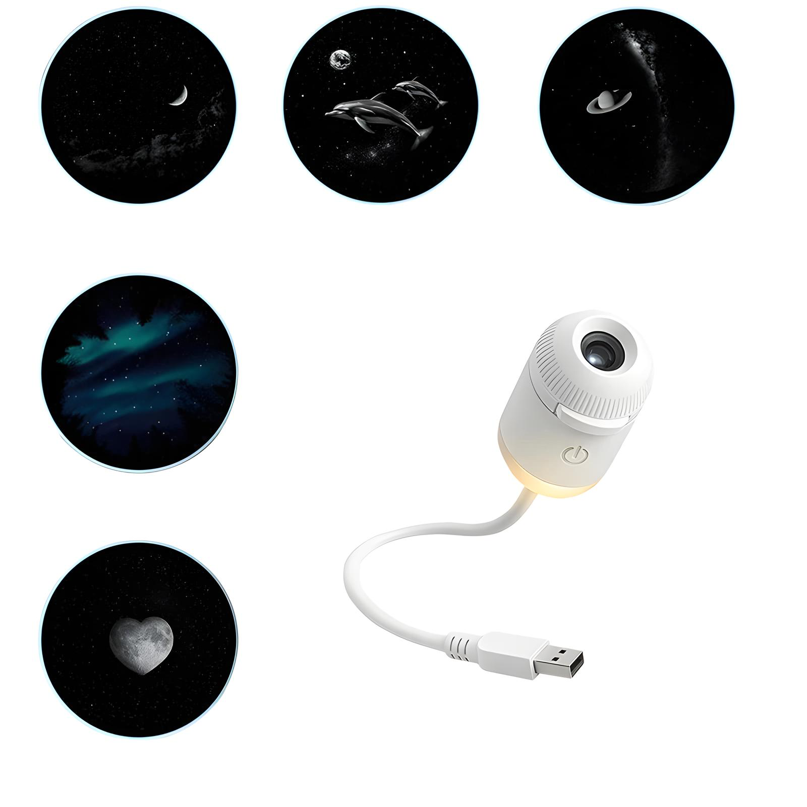 Proyector de estrellas USB con discos de diapositivas