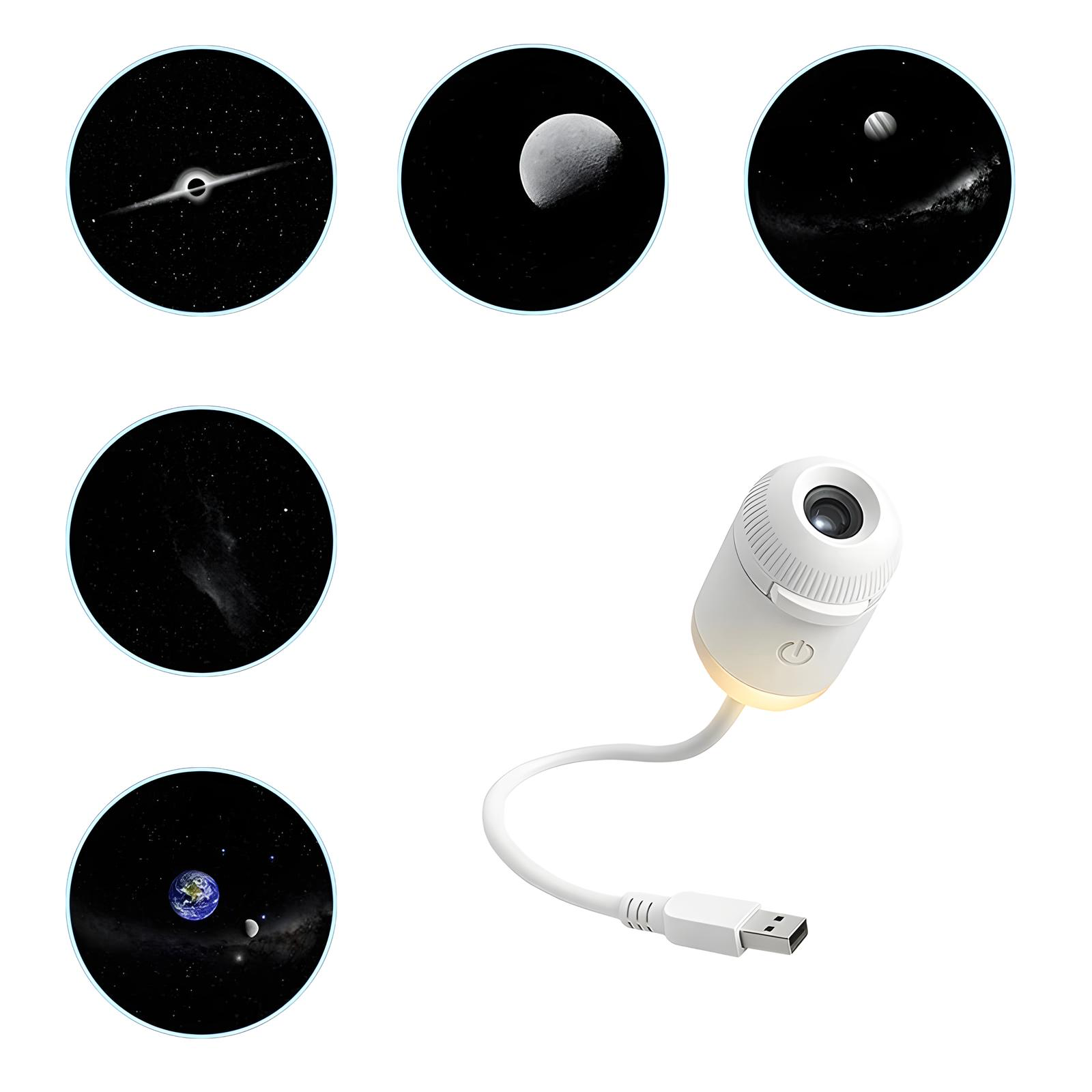 Proyector de estrellas USB con discos de diapositivas