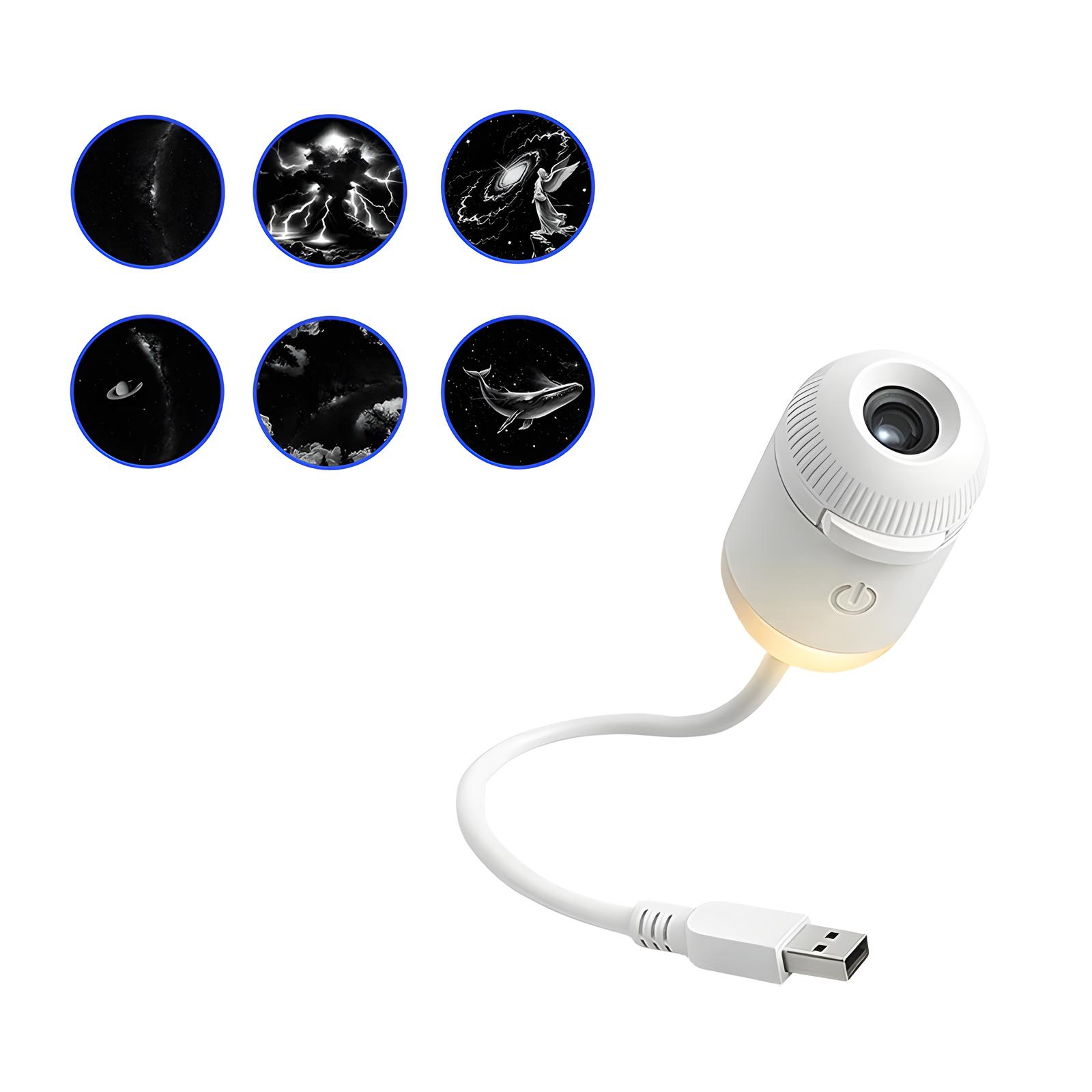 Proyector de estrellas USB con discos de diapositivas