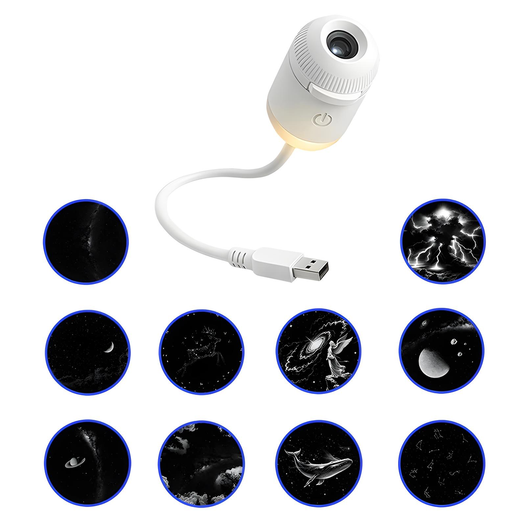 Proyector de estrellas USB con discos de diapositivas
