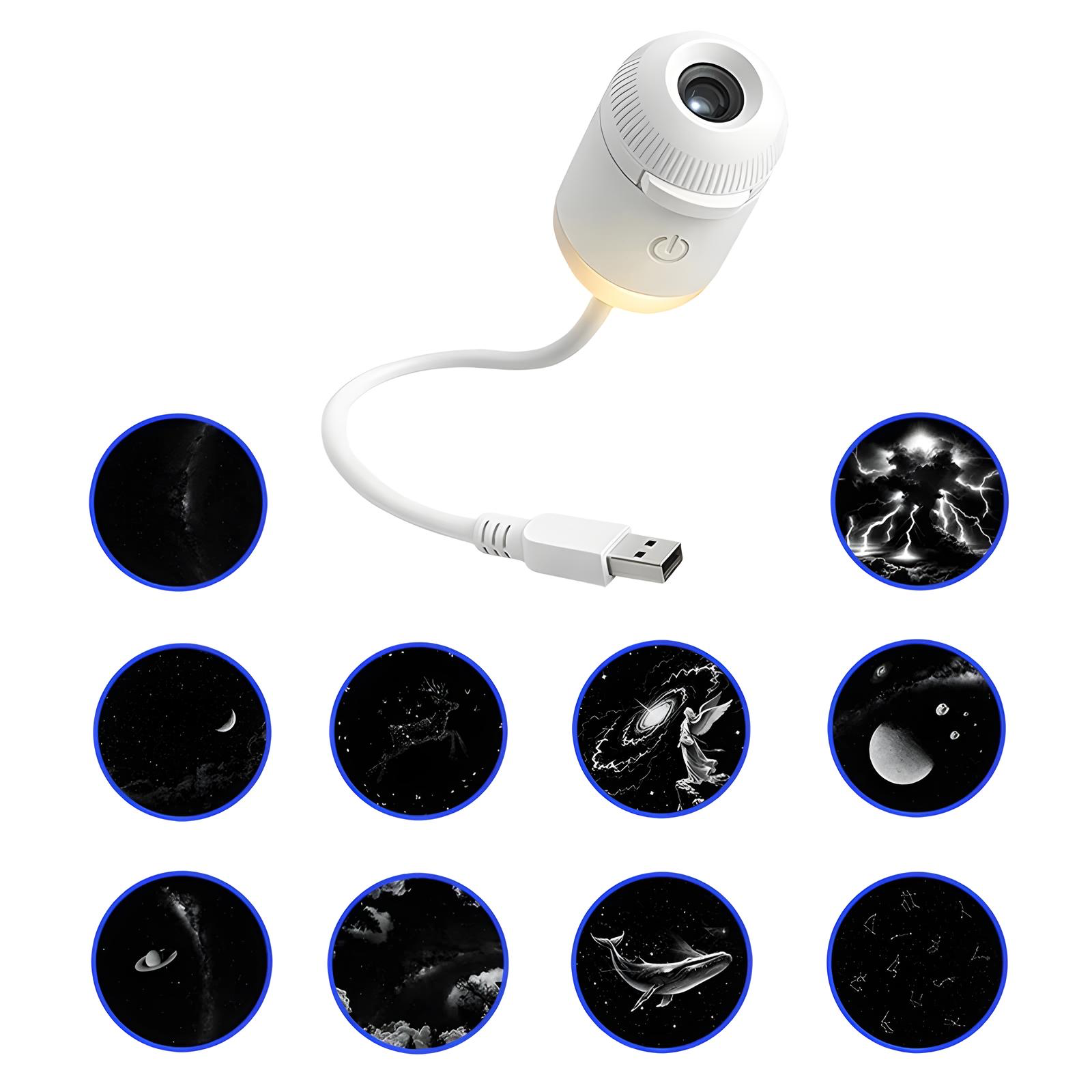Proyector de estrellas USB con discos de diapositivas