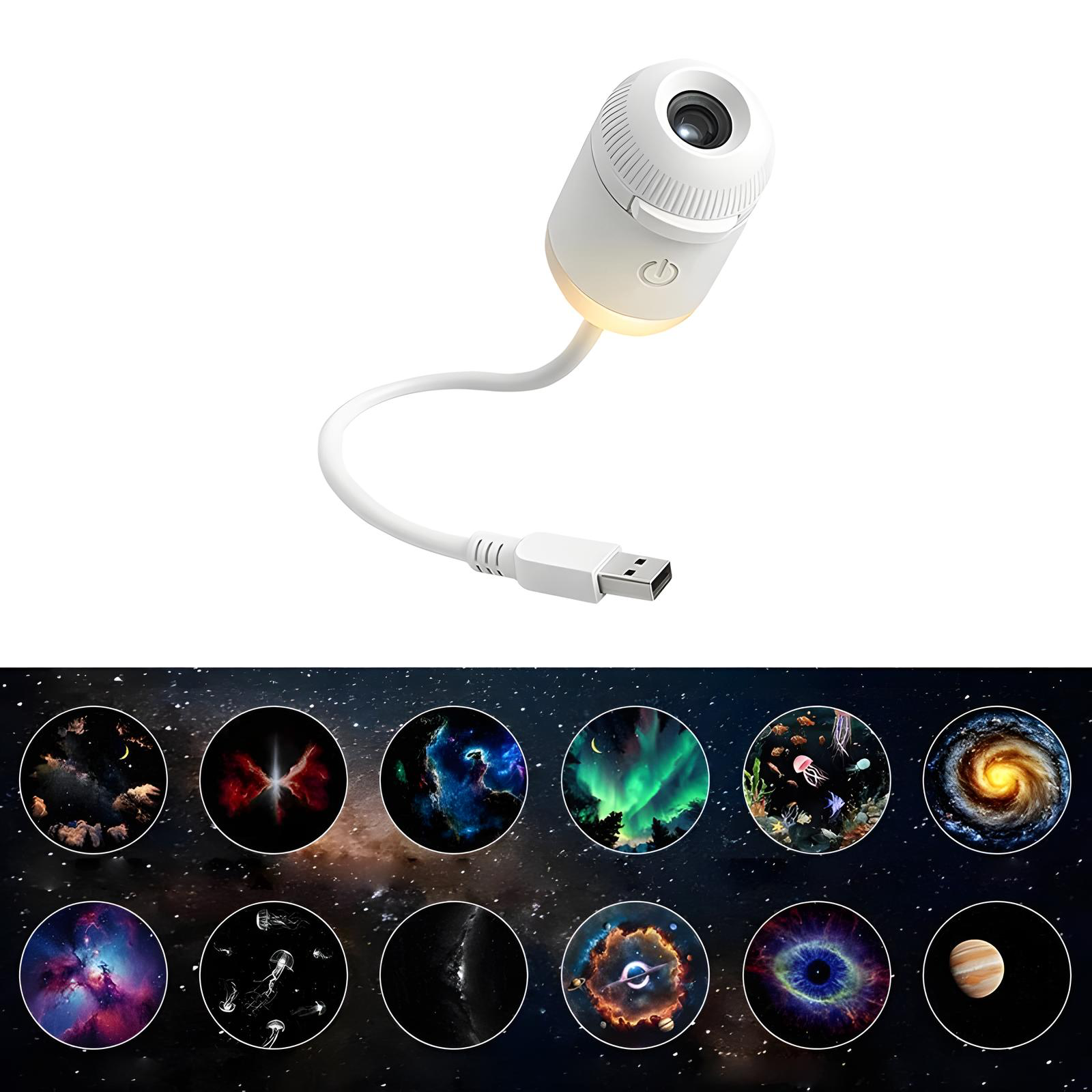 Proyector de estrellas USB con discos de diapositivas