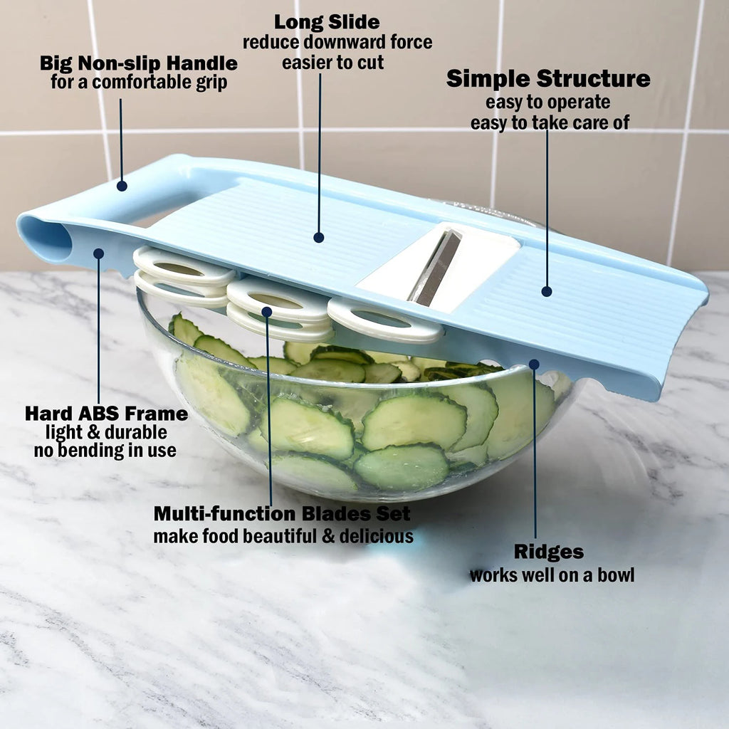5 in 1 Mandoline Slicer for Kitchen Vegetable Slicer Multi Blade Potato Chip, Veggie Slicer, Vegetable Cutter, Julienne Shredder